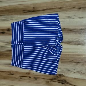 Blue & White Striped High Waist Shorts